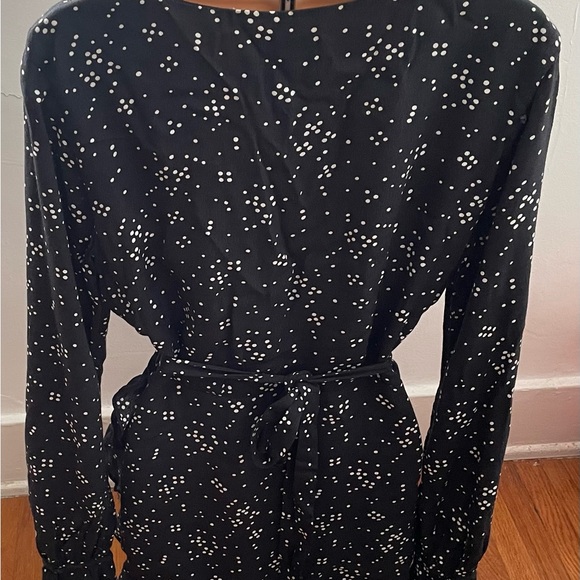 Privacy Please Revolve wrap black polka dots long sleeve mini dress, size S boho - Picture 9 of 15